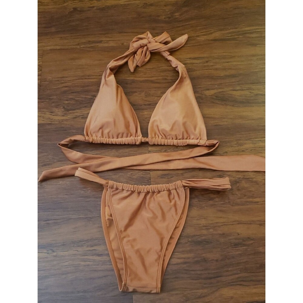Somerfield Swim Rust-Tan Bikini Set Size Small Trendy Feminine Boho Summer
